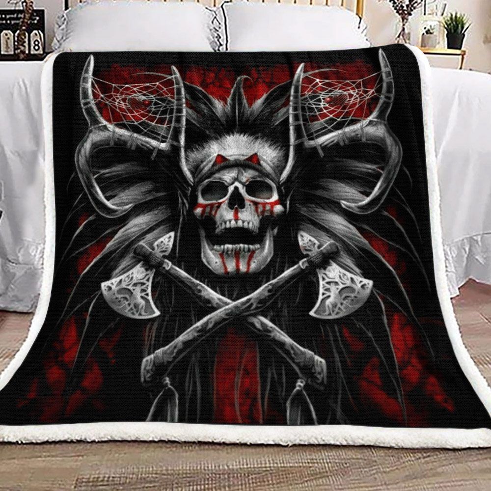 Skull Viking Sherpa Fleece Blanket