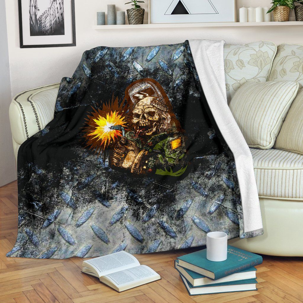 Skull Welder Sherpa Fleece Blanket