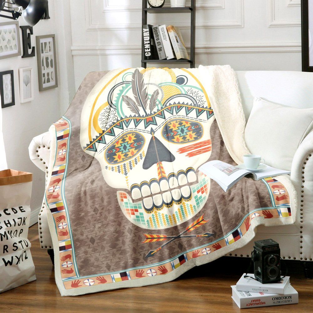 Skull With Boarderweb Sherpa Fleece Blanket