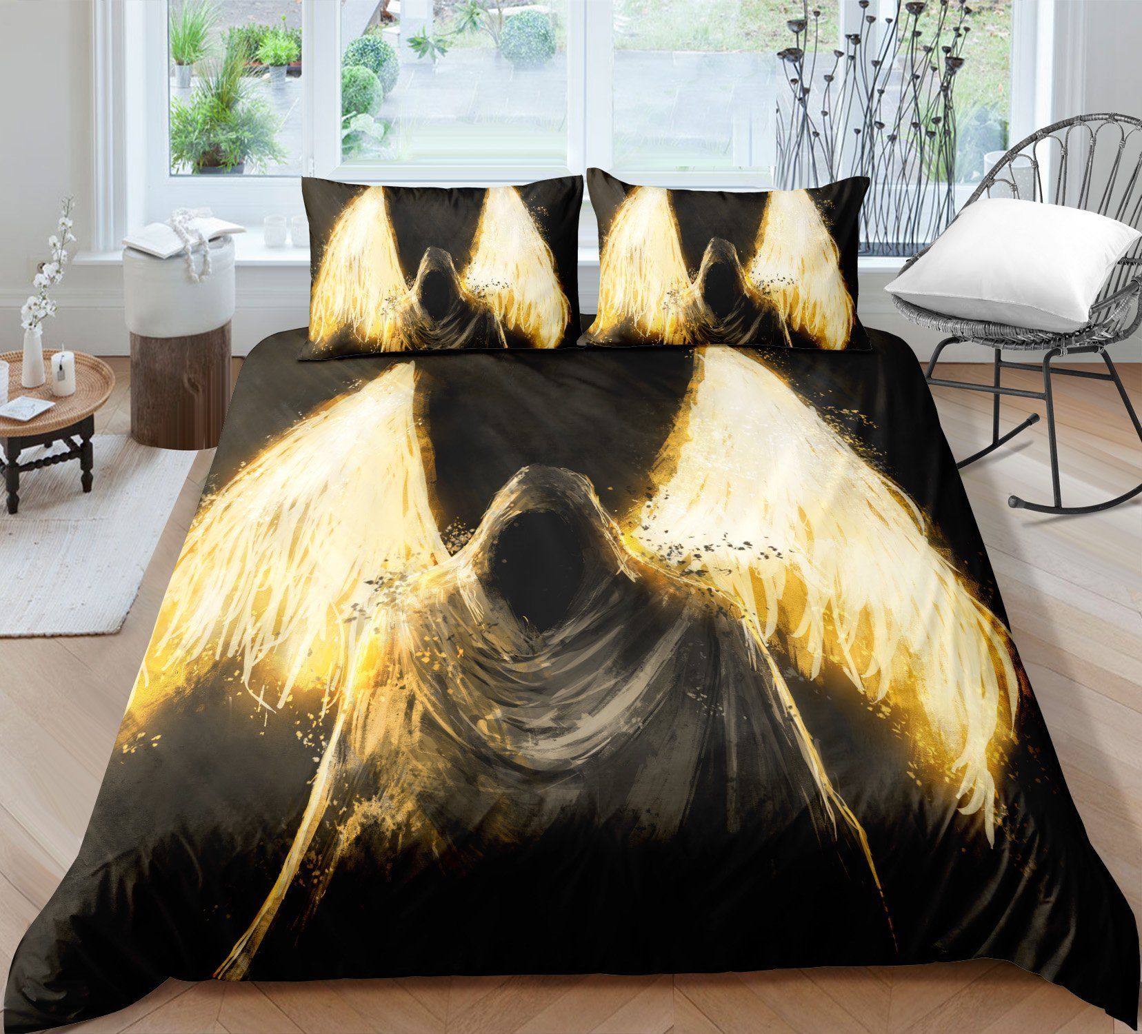 Skull With Wings Night Bedding Set