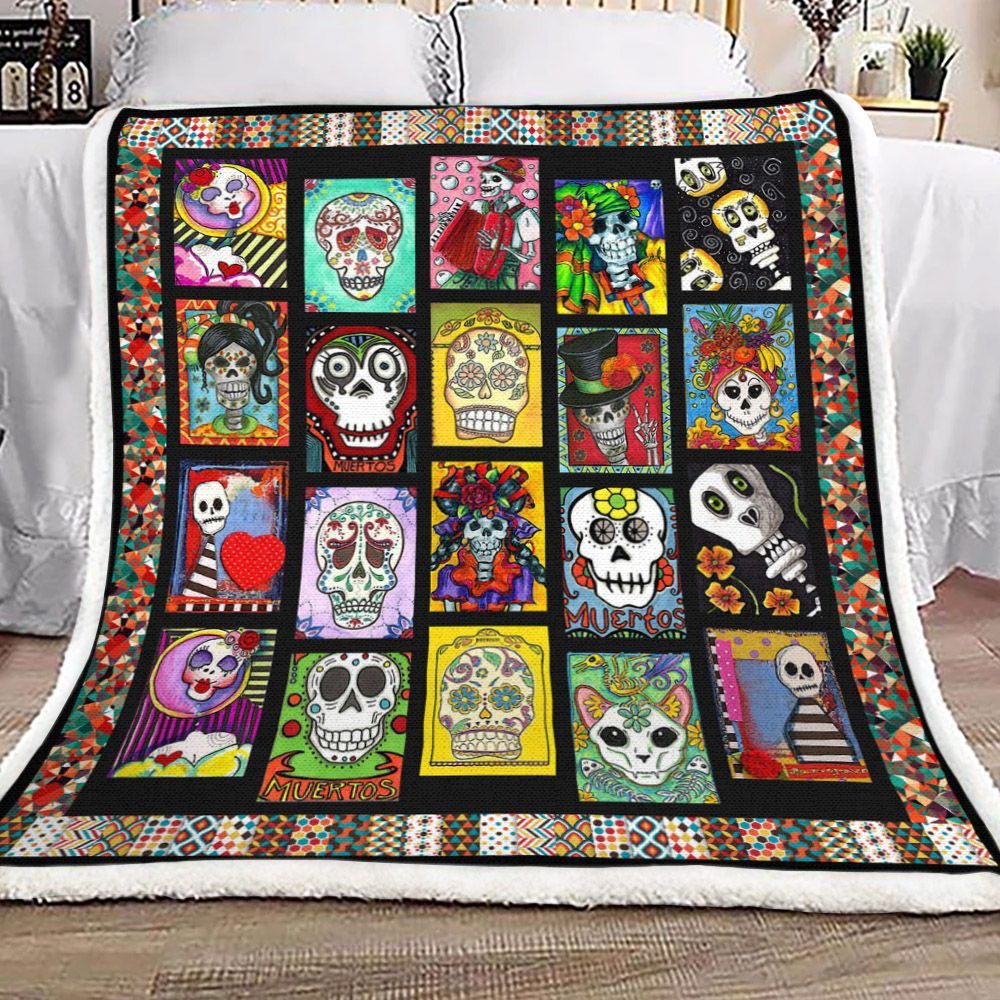 Skull Sherpa Fleece Blanket