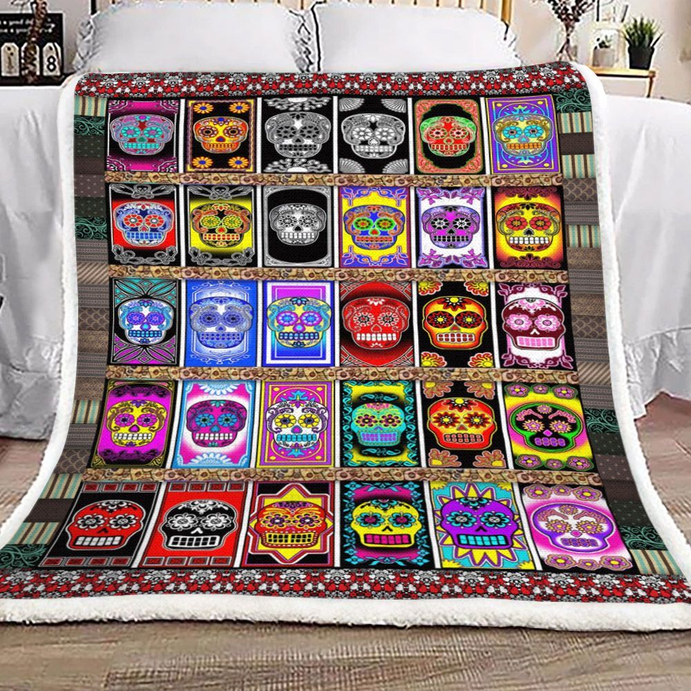 Skull Sherpa Fleece Blanket