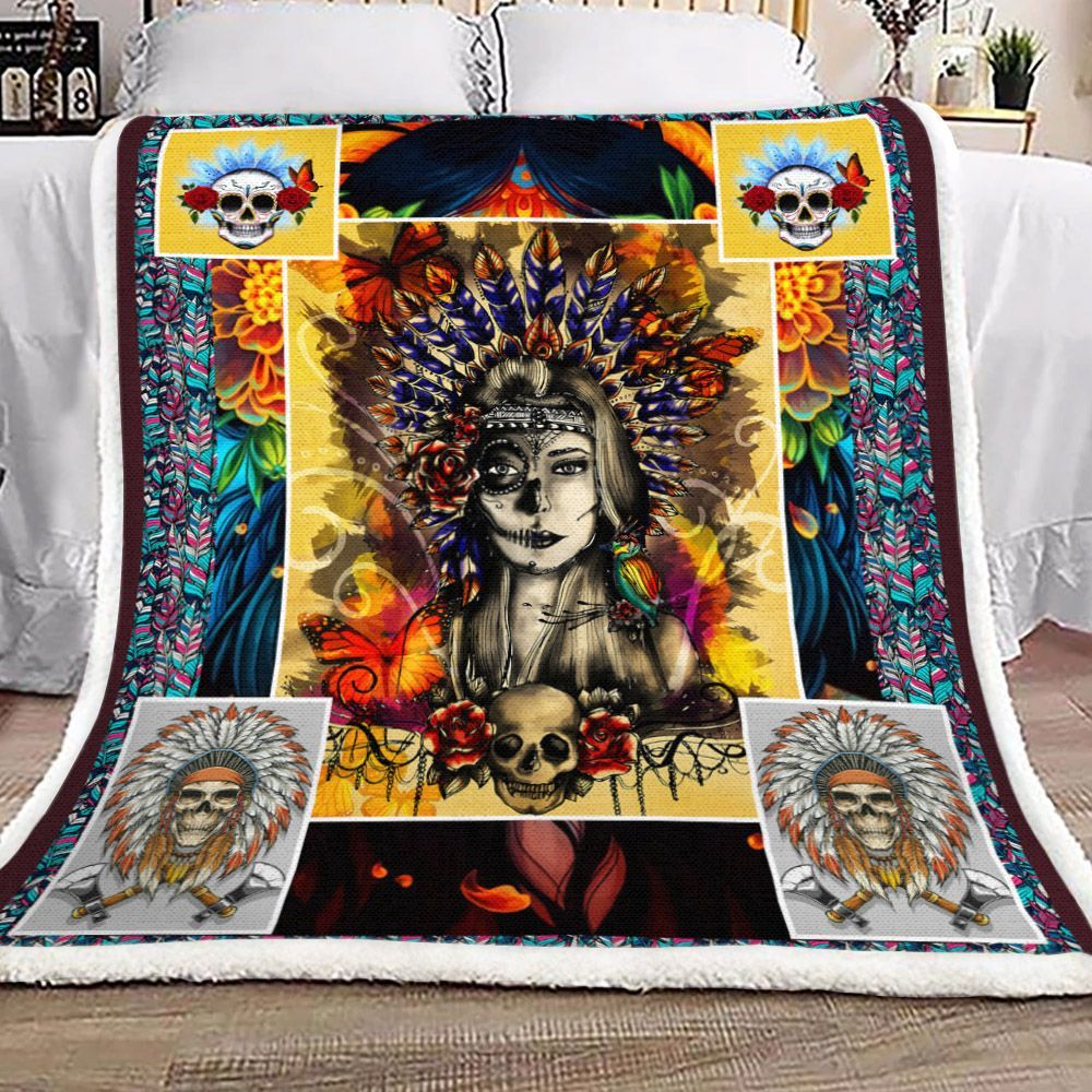 Skull Sherpa Fleece Blanket