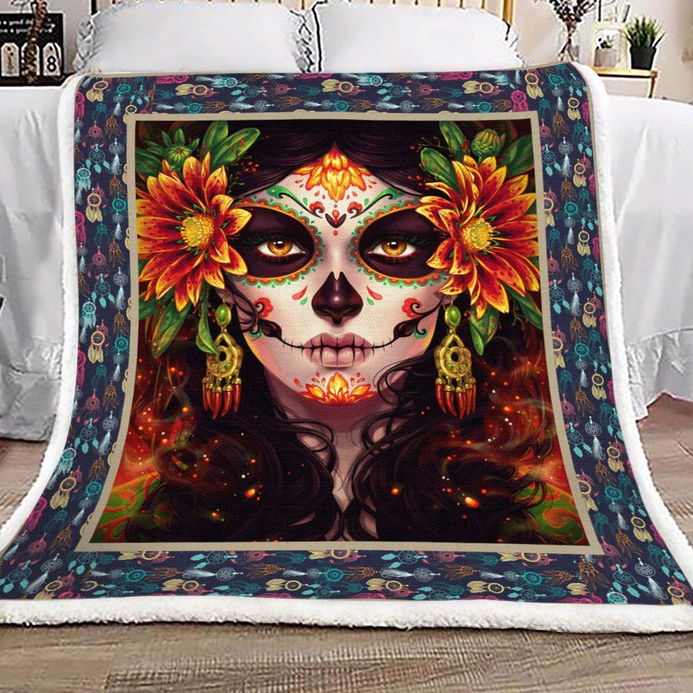 Skull Sherpa Fleece Blanket
