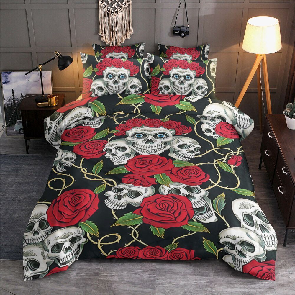 Skulls And Roses Bedding Set