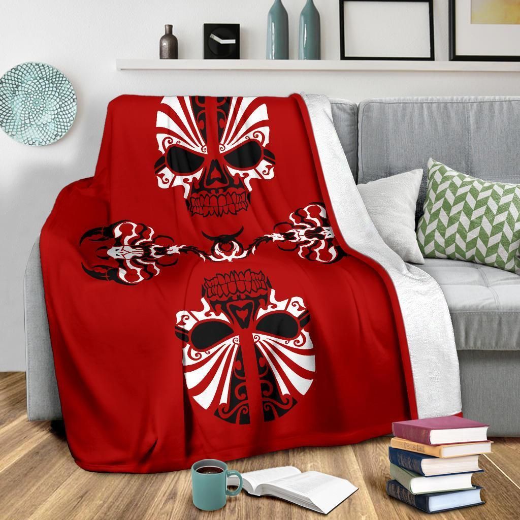 Skulls And Scorpions Tribal Sherpa Fleece Blanket