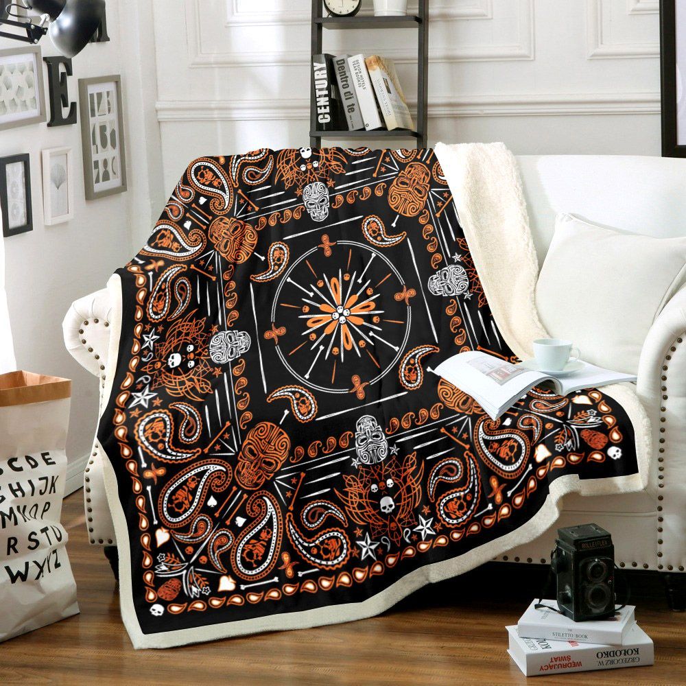 Skulls Bandana Sherpa Fleece Blanket