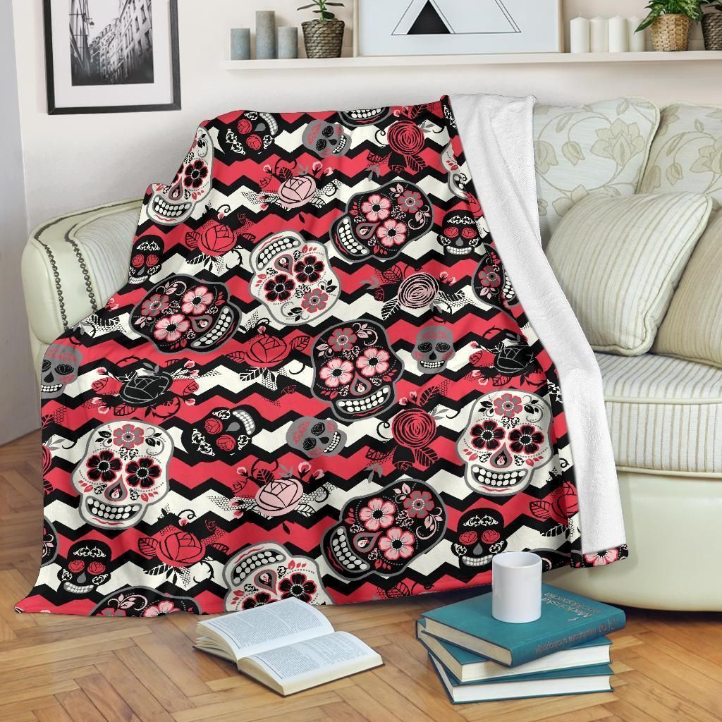 Skulls Roses Sherpa Fleece Blanket