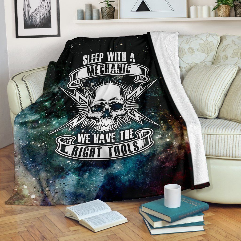 Sleep With A Mechanic We Have The Right Tools Sherpa Fleece Blanket