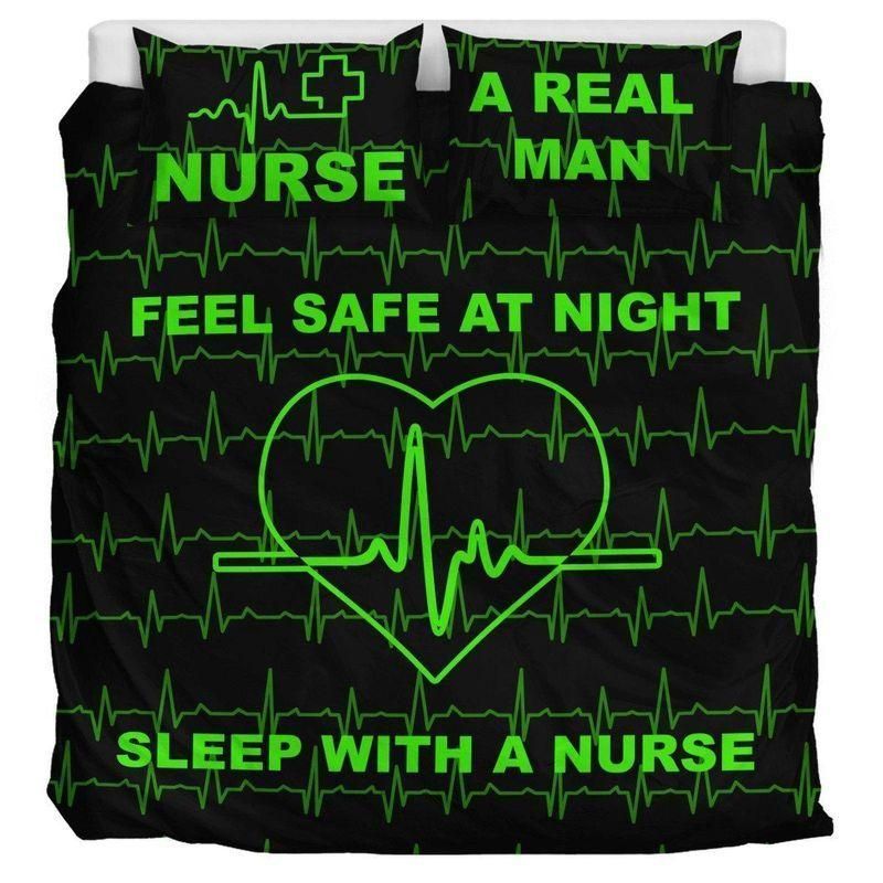 Sleep With Nurse Green Printed Bedding Set