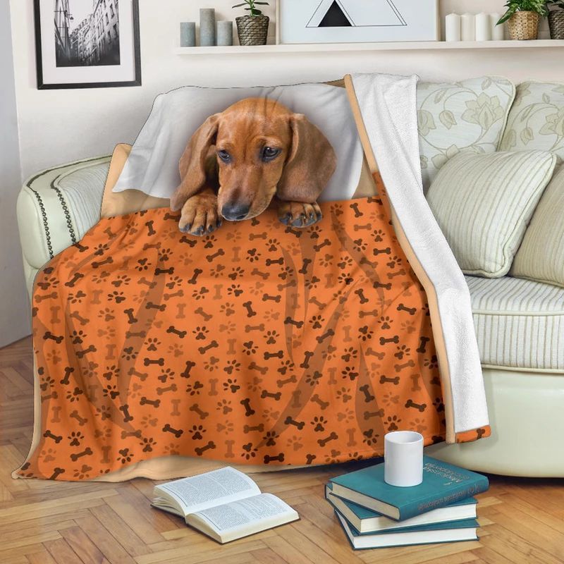 Sleeping Dachshund Sherpa Fleece Blanket