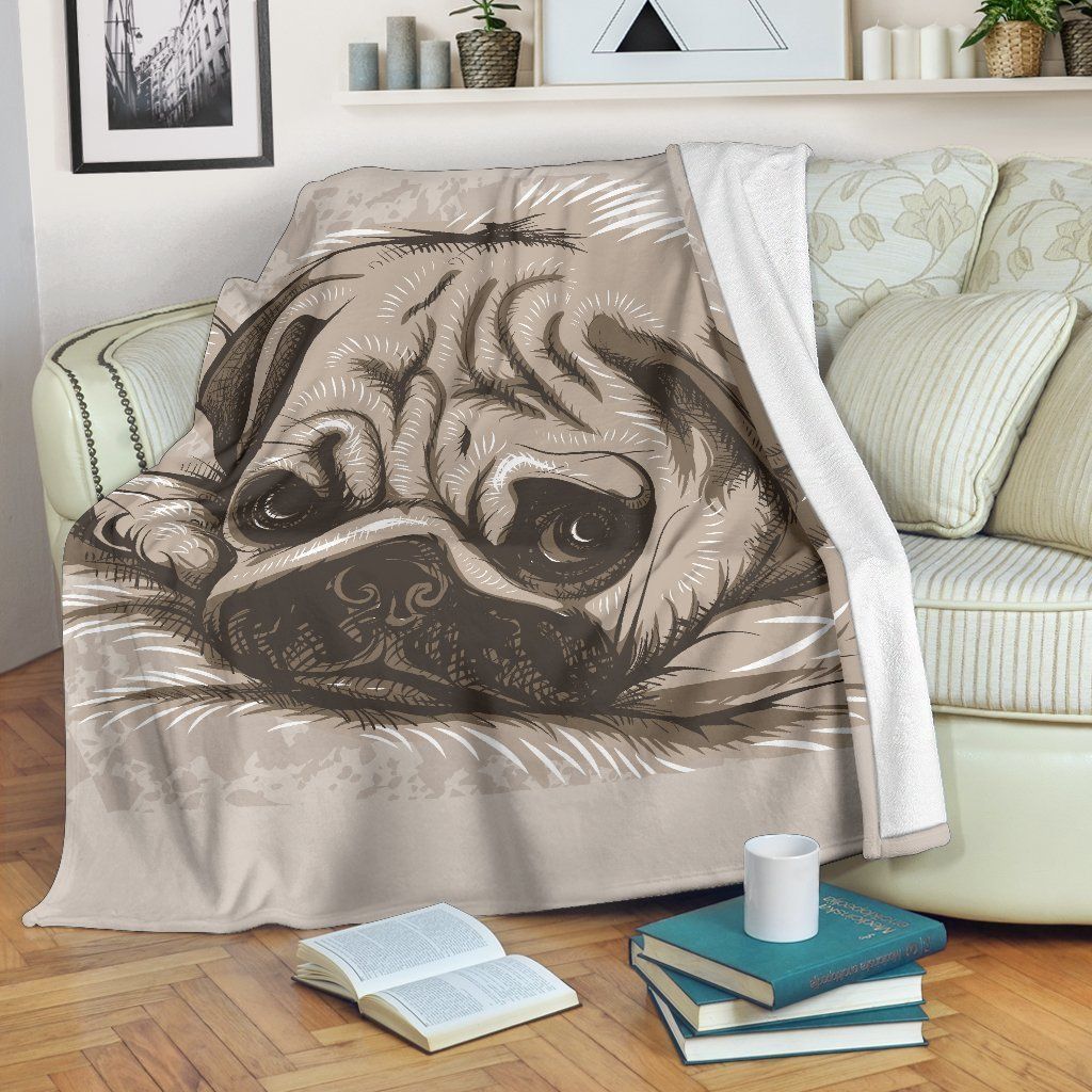 Sleepy Pug Sherpa Fleece Blanket