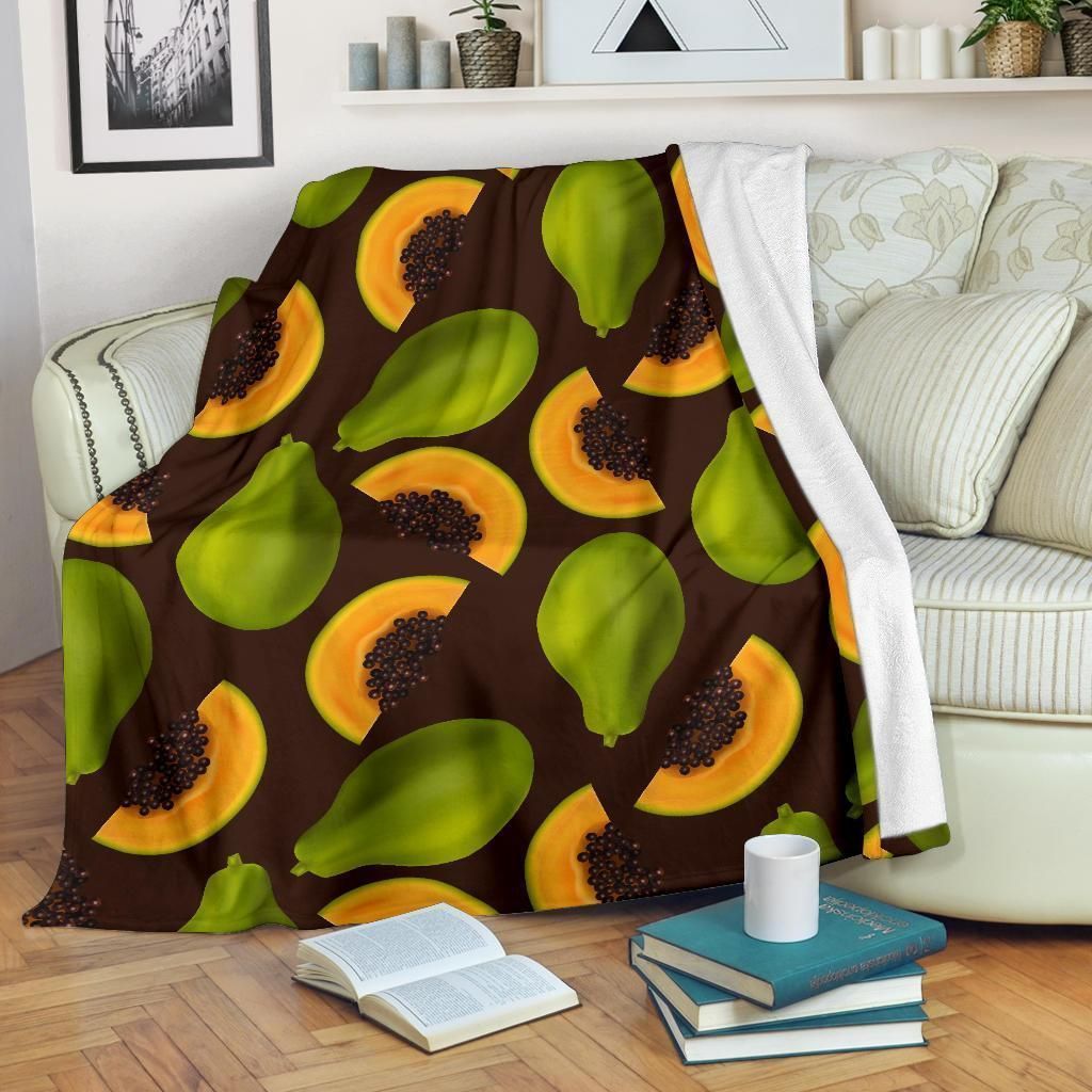 Slice Of Papaya Pattern Print Design Fleece Blanket