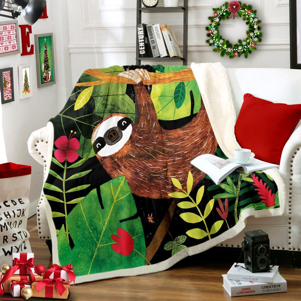 Sloth Sherpa Fleece Blanket