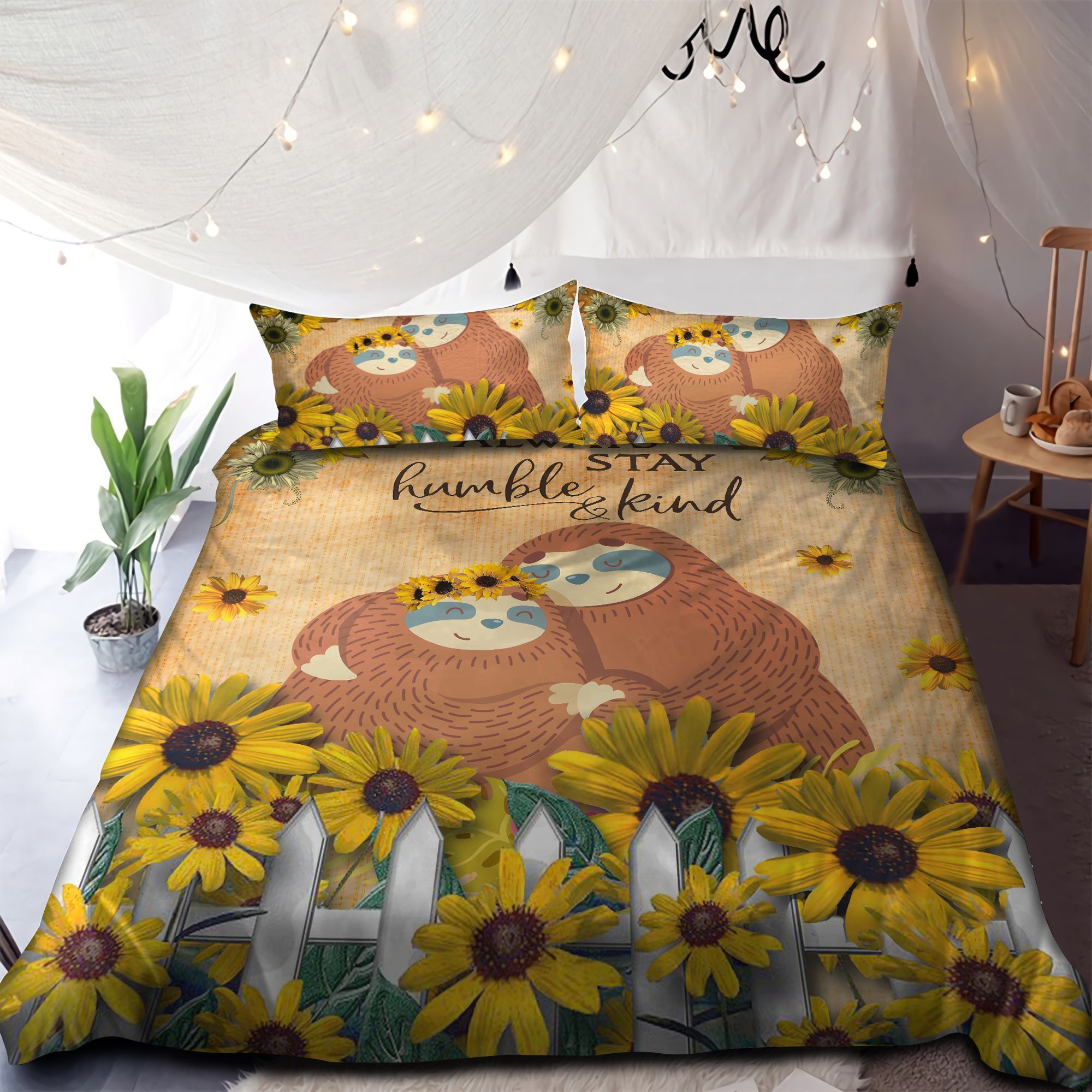 Sloth And Sunflower Bedding Set
