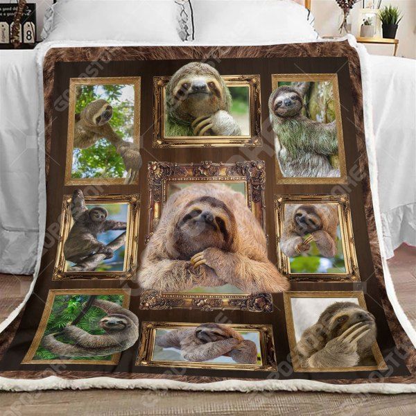 Sloth Art Sherpa Fleece Blanket