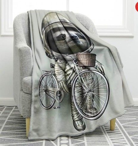 Sloth Bike Sherpa Fleece Blanket