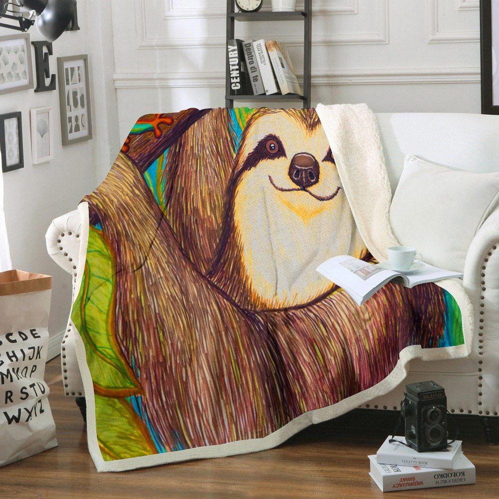 Sloth Sherpa Fleece Blanket