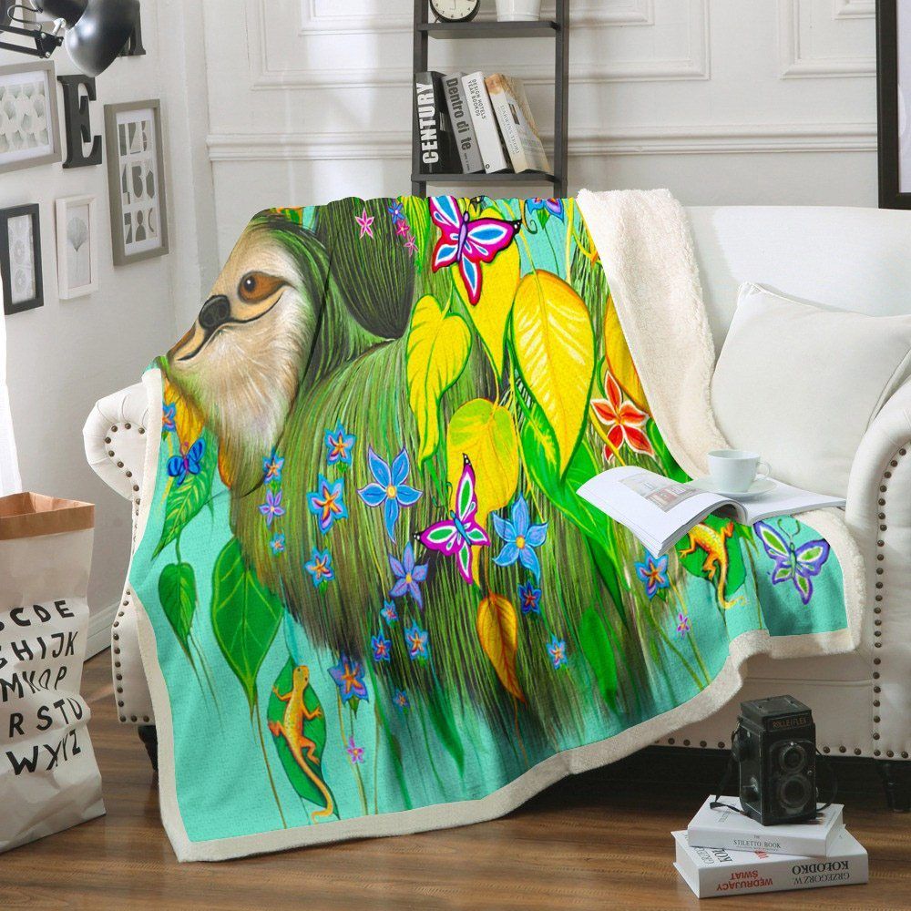 Sloth Sherpa Fleece Blanket