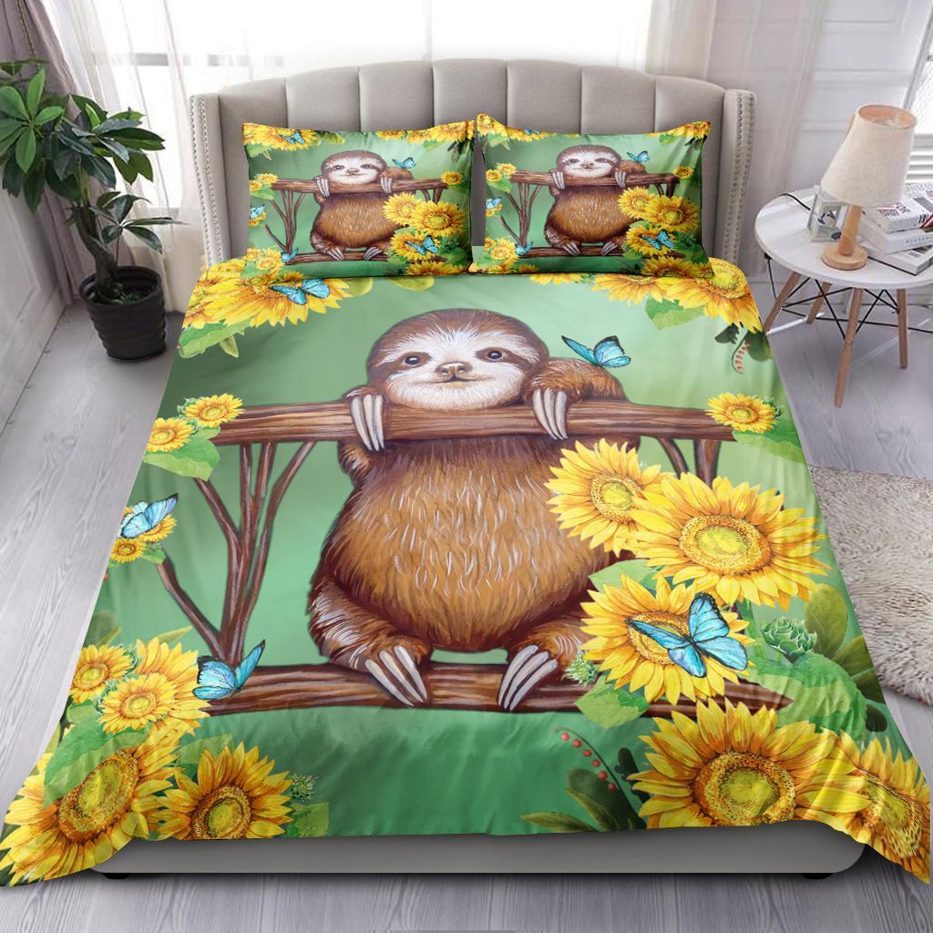 Sloth, Butterfly And Sunflower Bedding Set