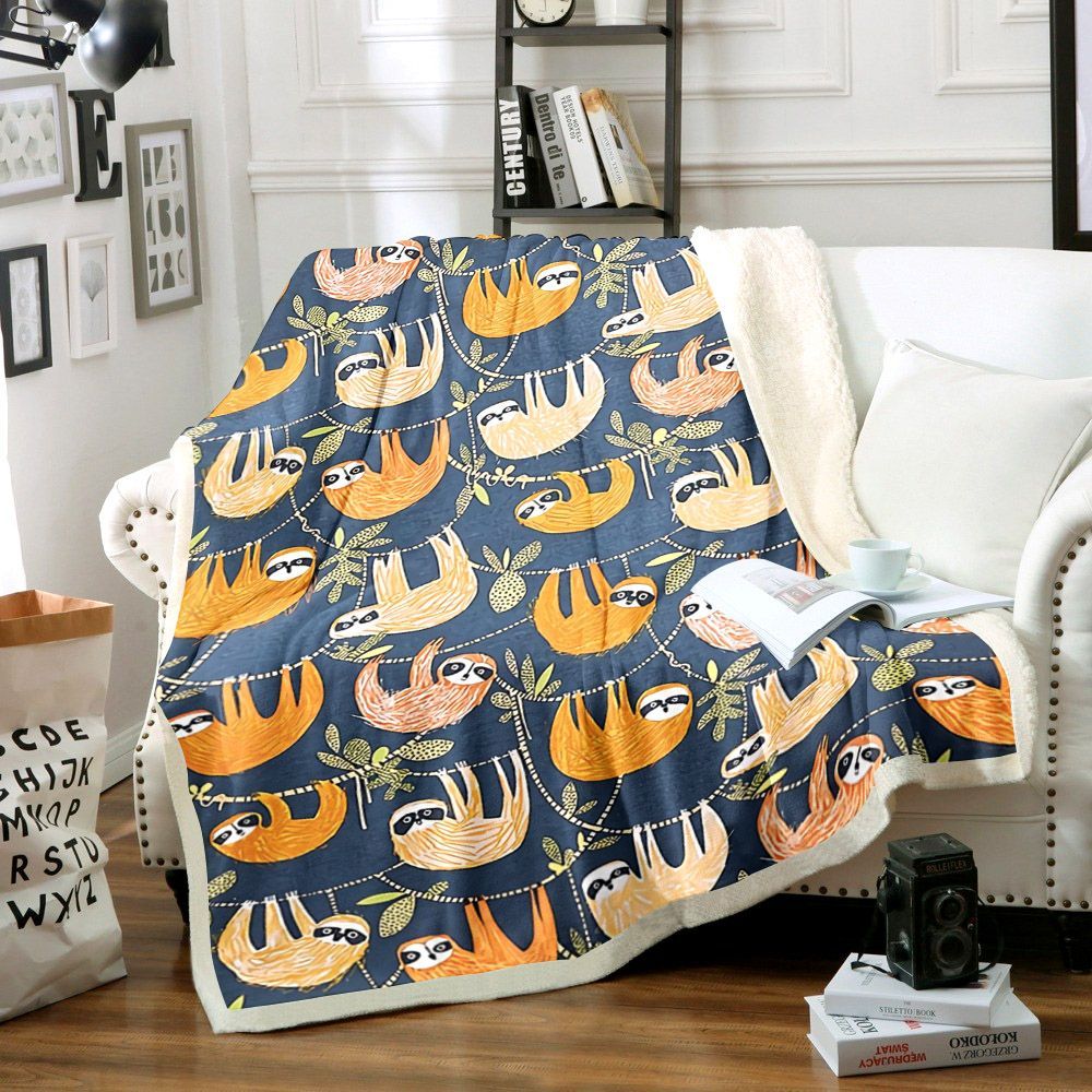 Sloth Sherpa Fleece Blanket