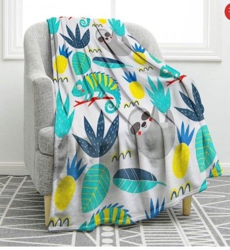 Sloth Chameleon Sherpa Fleece Blanket