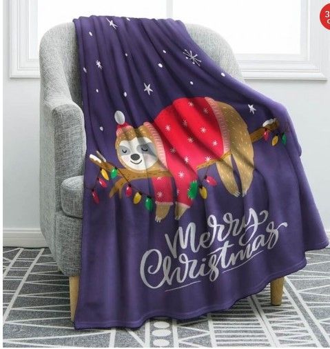 Sloth Christmas Sherpa Fleece Blanket
