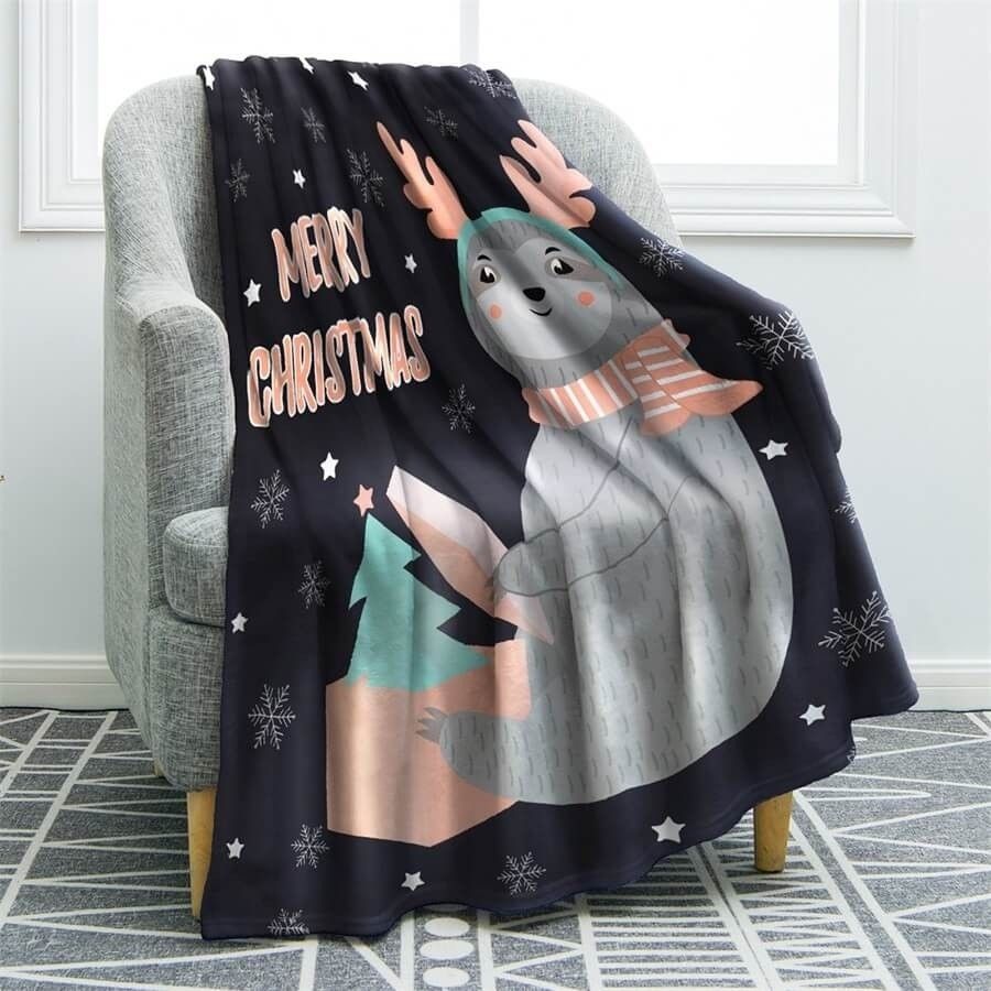 Sloth Christmas Sherpa Fleece Blanket