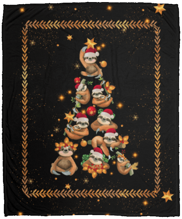 Sloth Christmas Sherpa Fleece Blanket