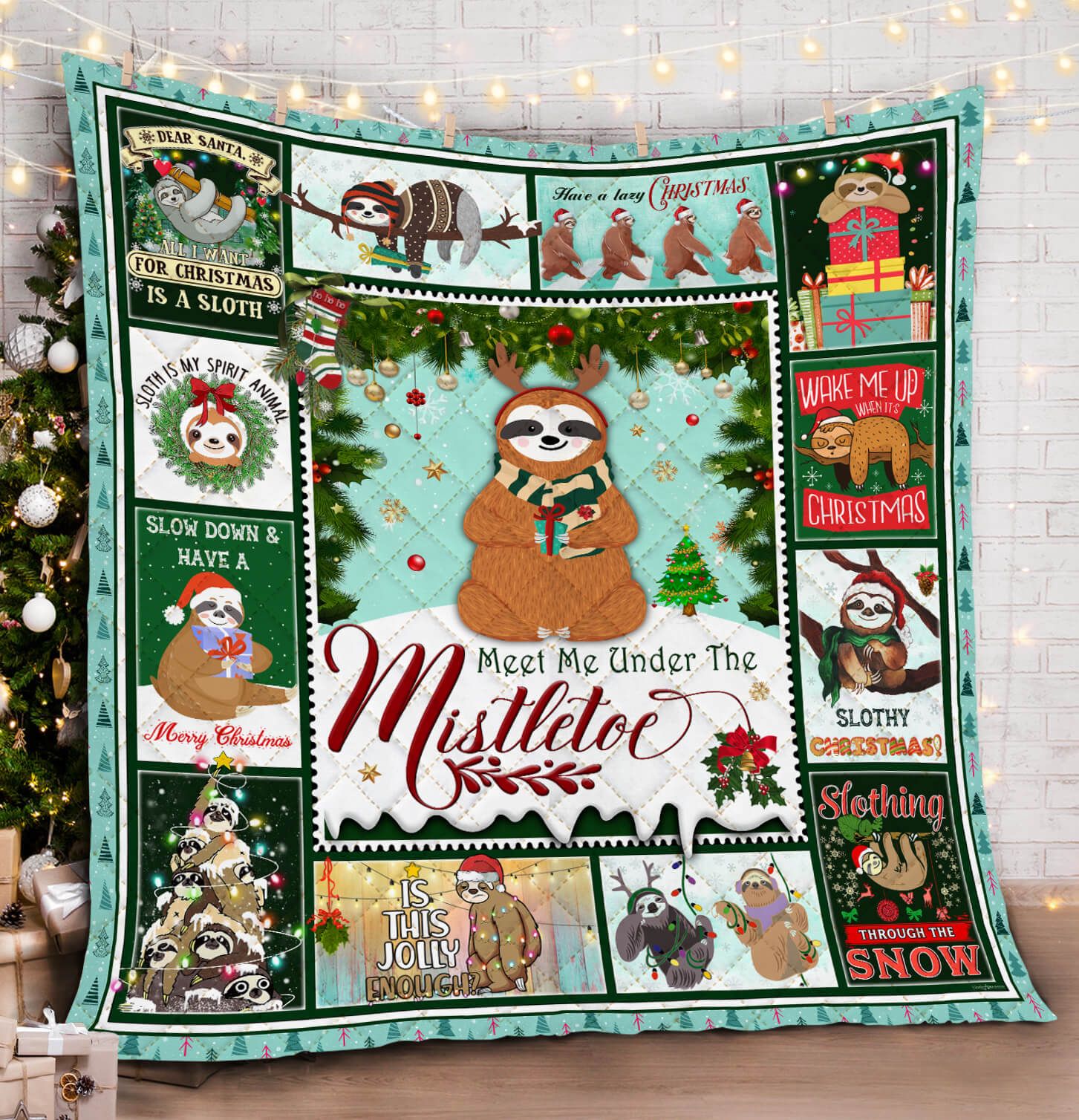 Sloth Christmas DAC171108 Quilt Blanket