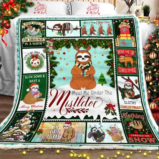 Sloth Christmas Fleece Blanket