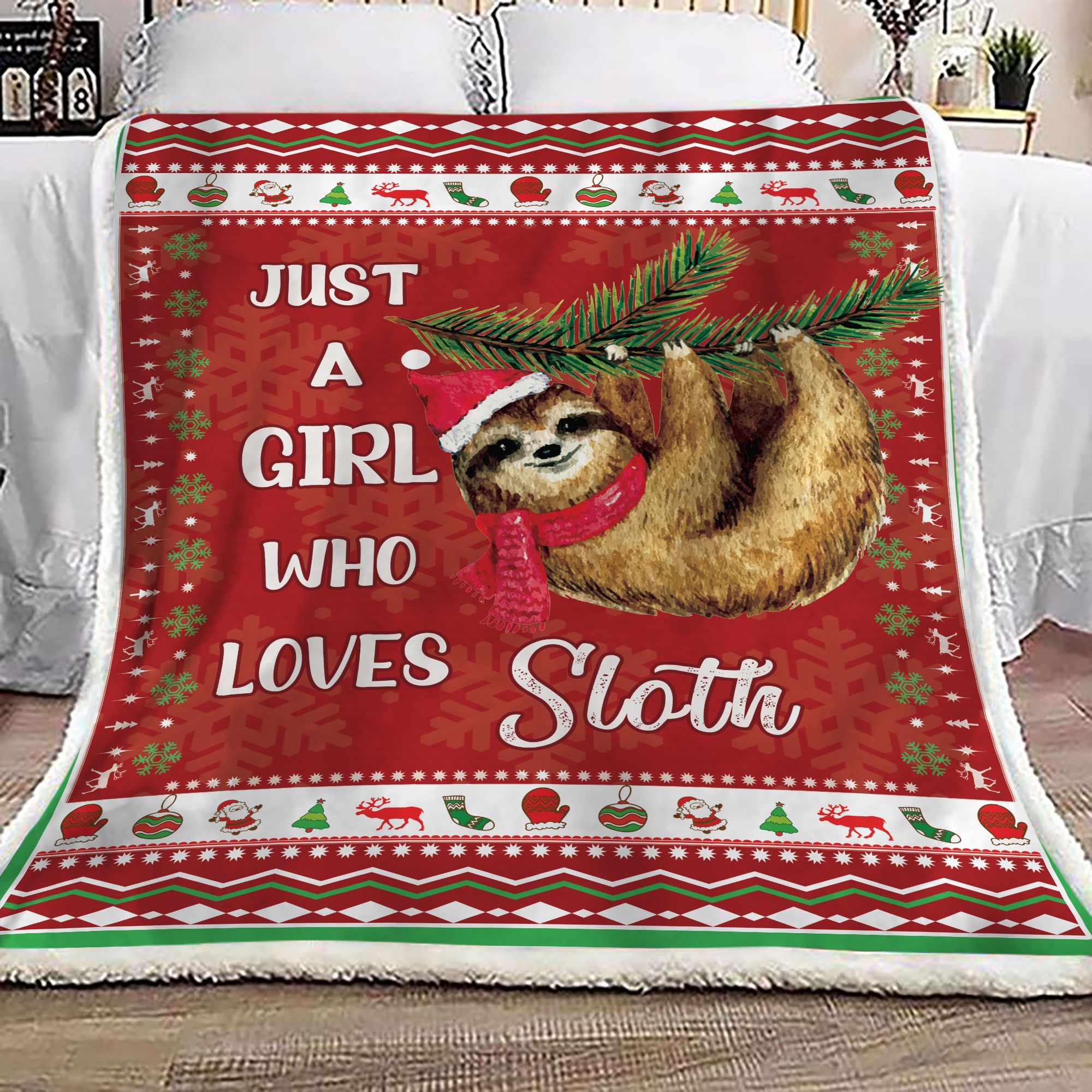 Sloth Christmas Fleece Blanket