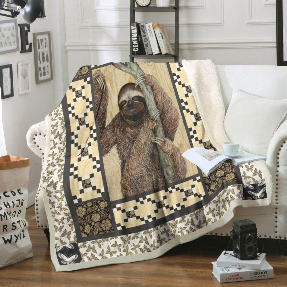 Sloth Sherpa Fleece Blanket
