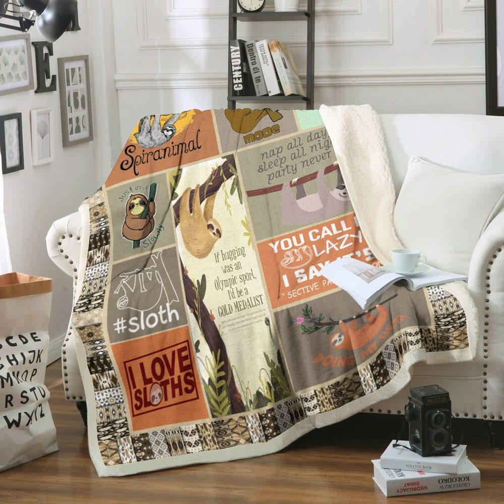 Sloth Sherpa Fleece Blanket