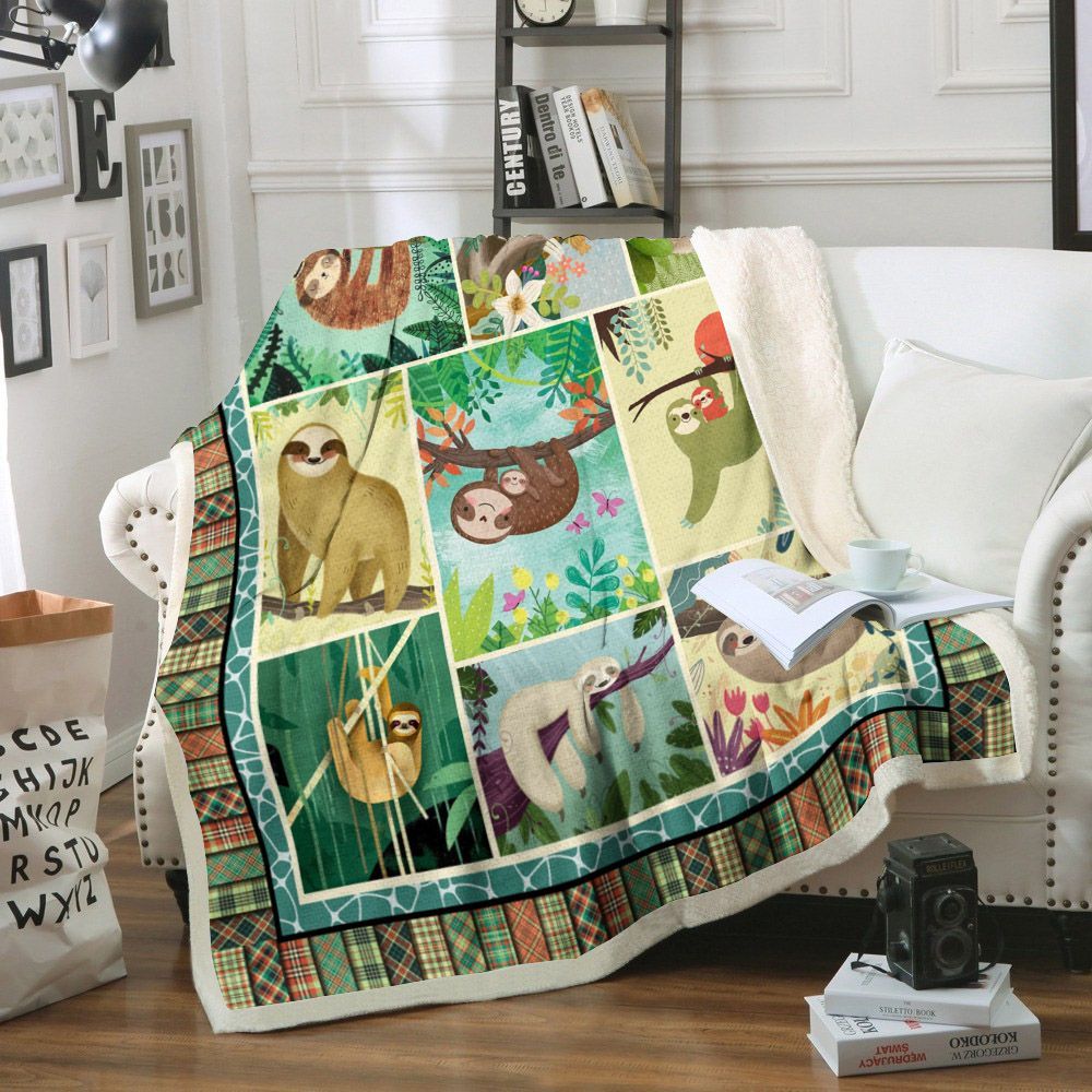 Sloth Sherpa Fleece Blanket
