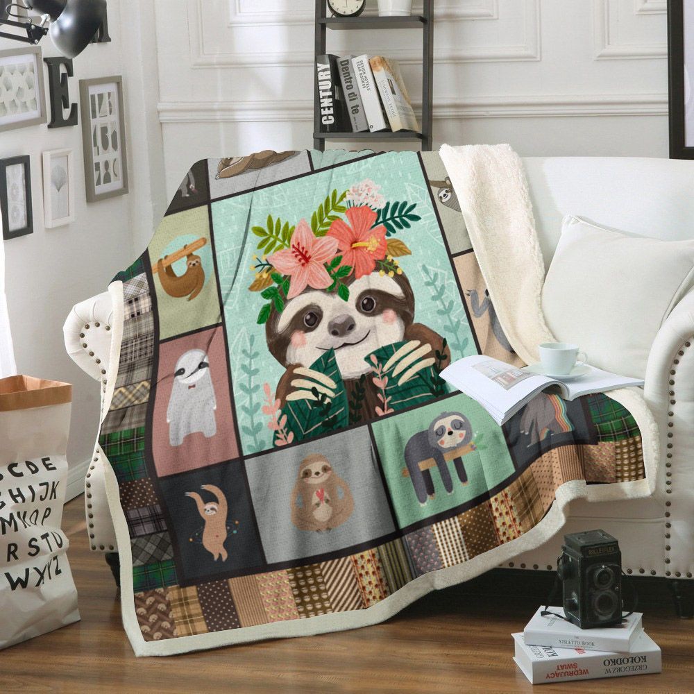 Sloth Sherpa Fleece Blanket