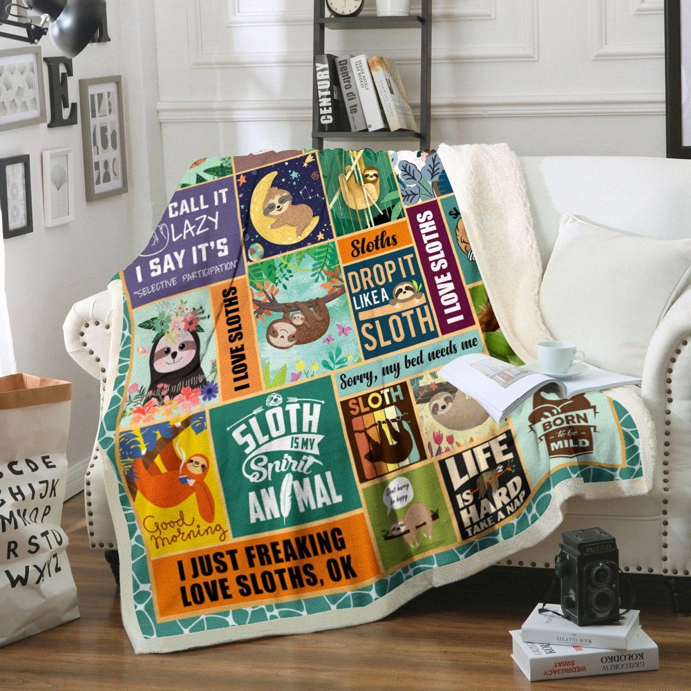 Sloth Sherpa Fleece Blanket