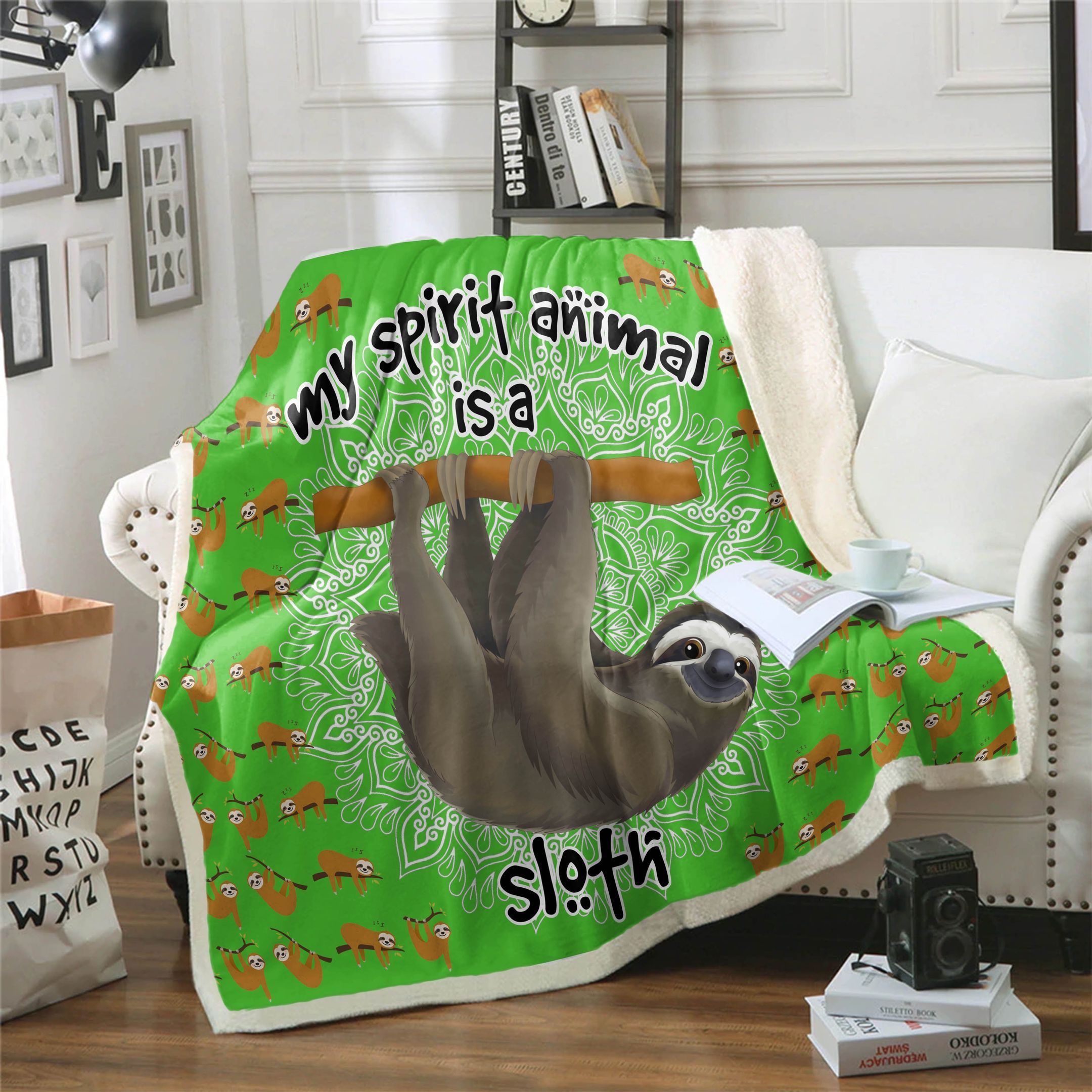 Sloth Sherpa Fleece Blanket