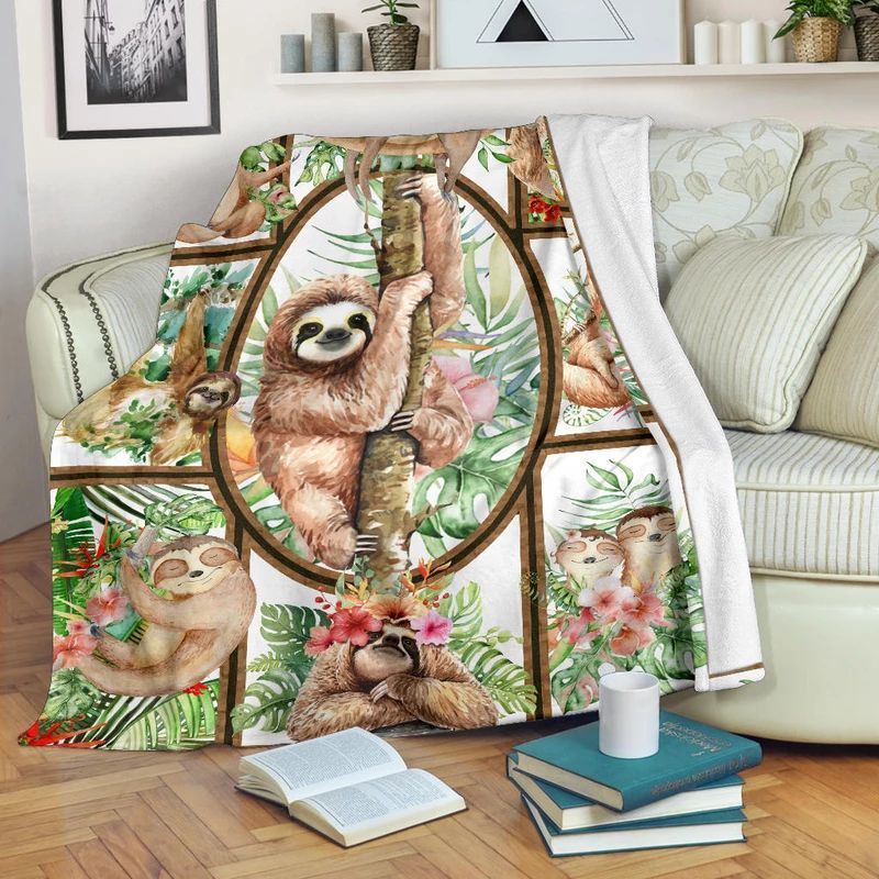 Sloth Sherpa Fleece Blanket