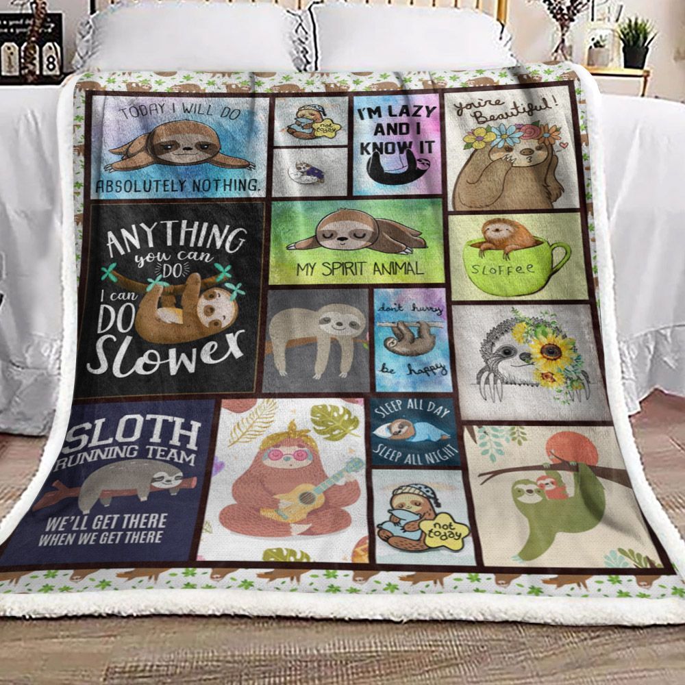 Sloth Sherpa Fleece Blanket