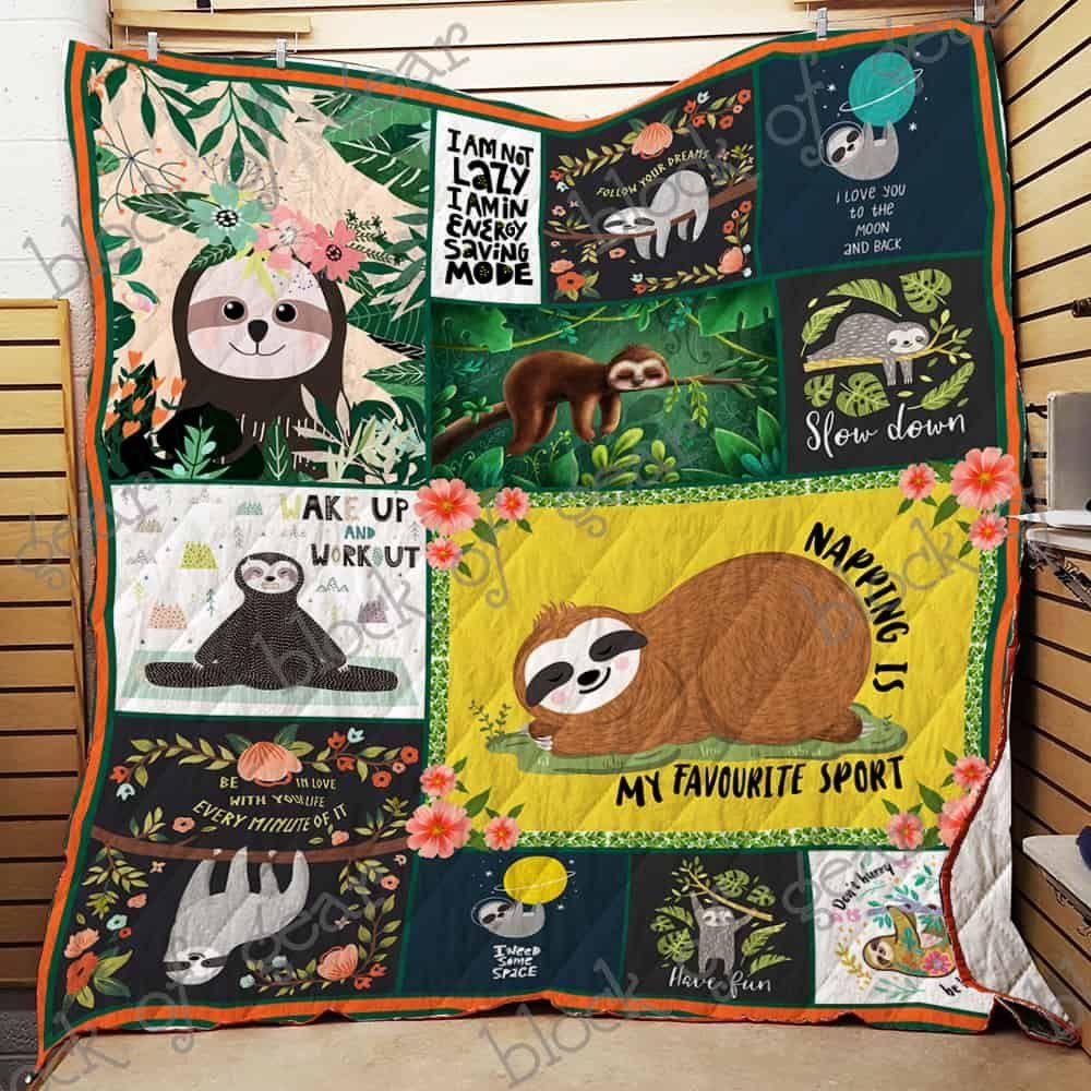 Sloth CL19100779MDQ Quilt Blanket