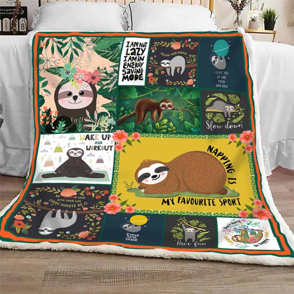 Sloth Sherpa Fleece Blanket