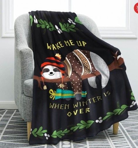 Sloth Sherpa Fleece Blanket