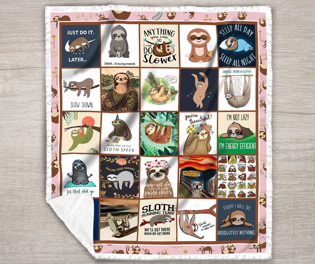 Sloth Sherpa Fleece Blanket