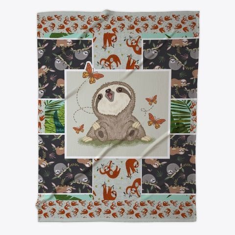 Sloth Sherpa Fleece Blanket
