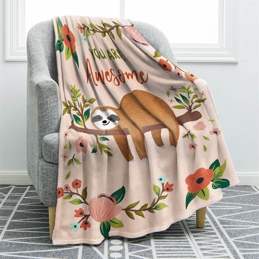 Sloth Sherpa Fleece Blanket