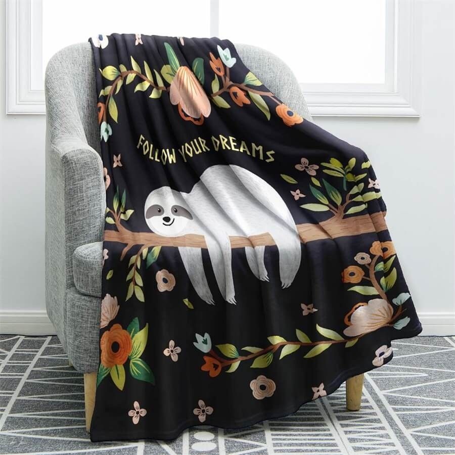 Sloth Sherpa Fleece Blanket