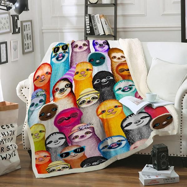 Sloth Sherpa Fleece Blanket