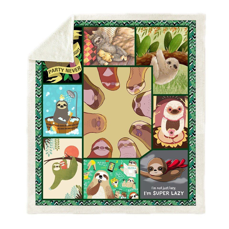Sloth Sherpa Fleece Blanket