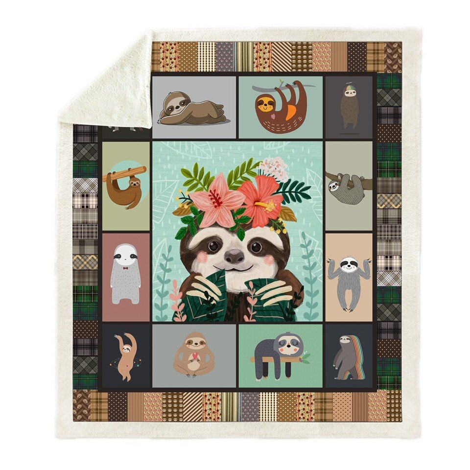 Sloth Sherpa Fleece Blanket